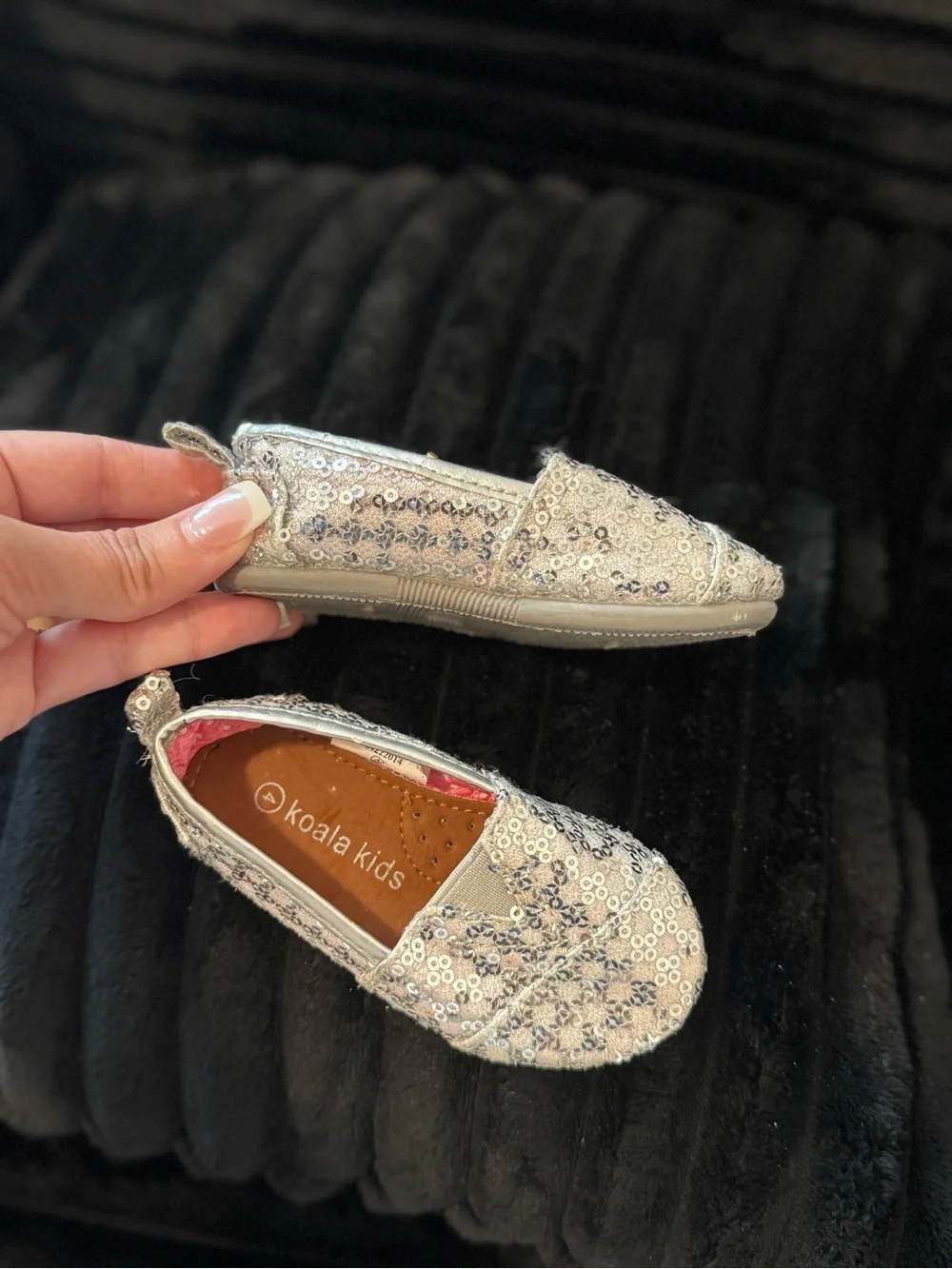 Baby Koala Kids Silver Sequin Slip-On Flats
